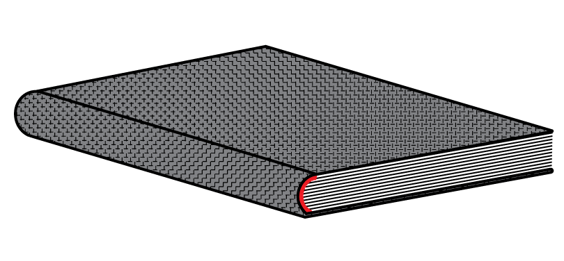 hard cover book round back